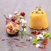 Cream Cheese Soufflé with gratinated Port Pear