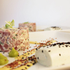 Creamy Wasabi Tuna Tartar with Sake and Green Tea Terrine