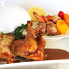 Spring Chicken Stuffed with Andouille Sausage with Shrimp and Cheese Grits 