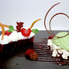 Randengelee mit Weissem Schokolade-Espuma, Basilikum Eis und Erdnuss Crumbs von Oliver Scheiblauer