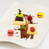 White Chocolate Mousse with Rhubarb and Strawberry Fruit Filling