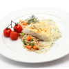Gratinated Cod Fillet on Tender Wheat and Creamy Herb Sauce