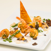 Shrimp with Sabatino Tartufi Truffle Butter Sauce on Polenta Cakes