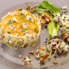 Mousse au roquefort avec tranches de poires caramélisées