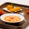 Kryssos Roasted Red Tomato Soup with Crispy Cheese Snack