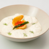 Creamy Asparagus Soup with Salmon Caviar
