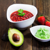 Erdbeer Gazpacho mit Avocado-Crème Fraiche-Schaum